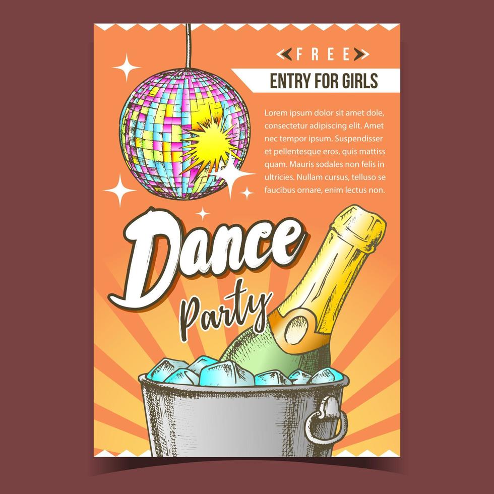 Dance Party With Alcohol Advertising Poster Vector