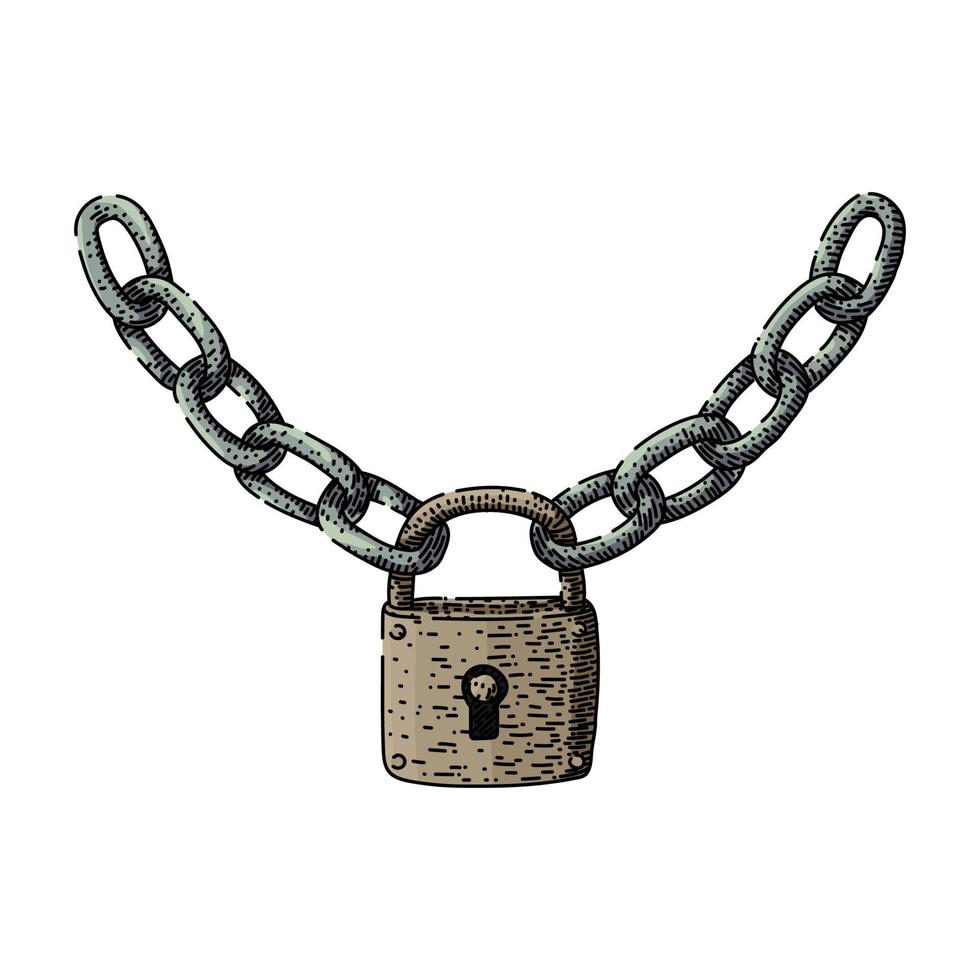 chain padlock sketch hand drawn vector