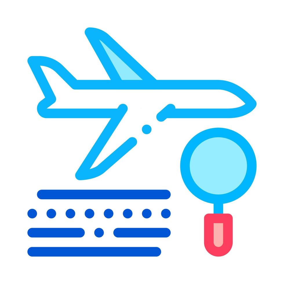 Plane Magnifier Icon Vector Outline Illustration