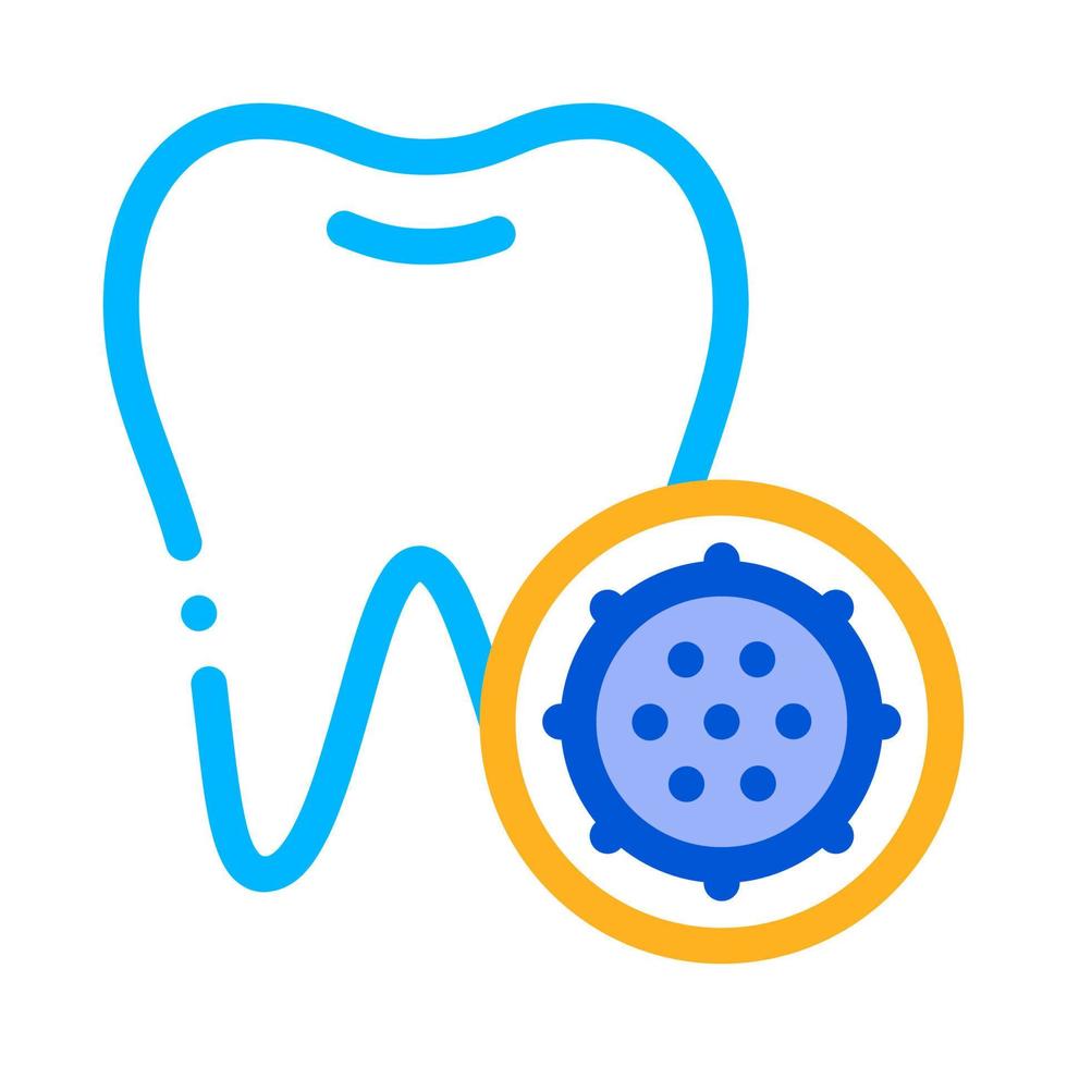 bacterias germen y diente vector icono de signo de línea delgada