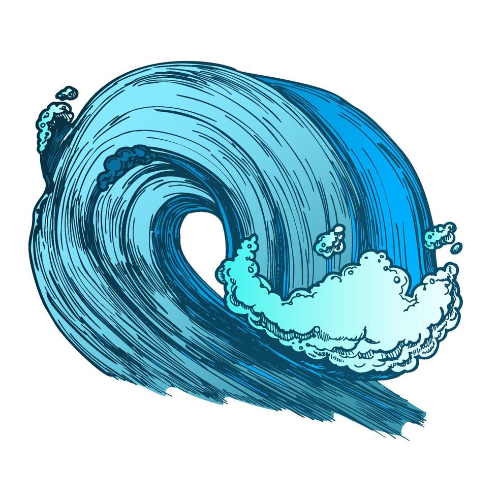 vector de tormenta de onda marina de mar tropical rompiendo color