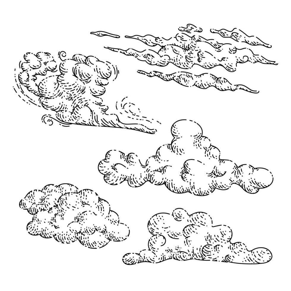 vector dibujado a mano de bosquejo de cielo de nube