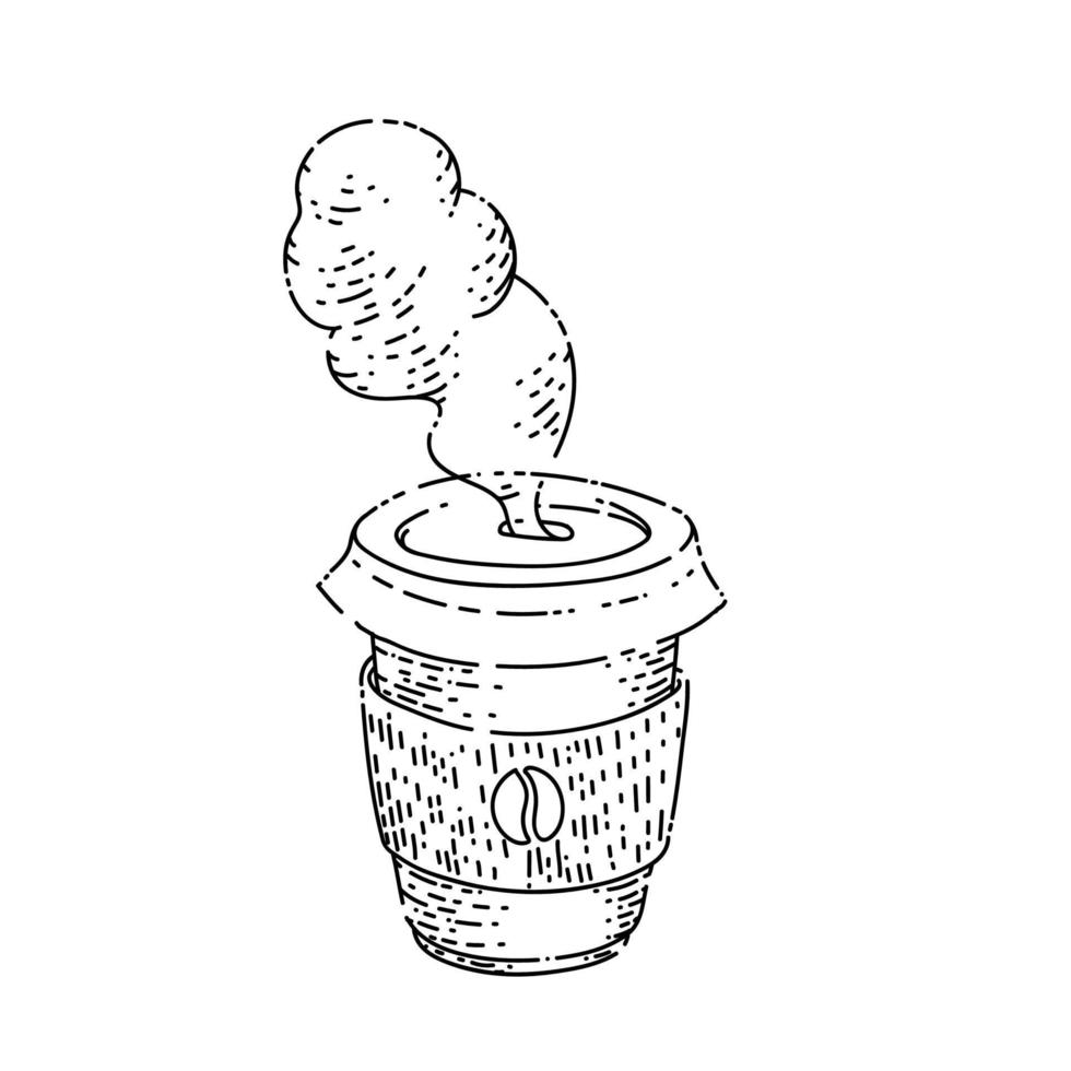 disposable coffee to go sketch hand drawn vector