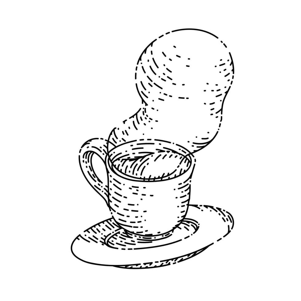 platillo de café boceto dibujado a mano vector