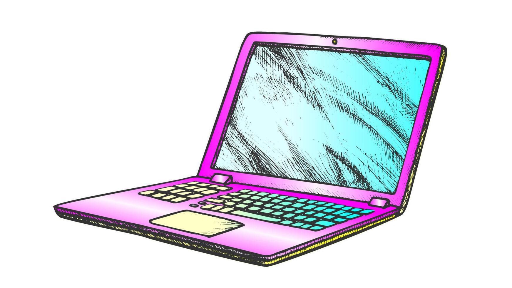 Laptop Computer Electronic Gadget Color Vector