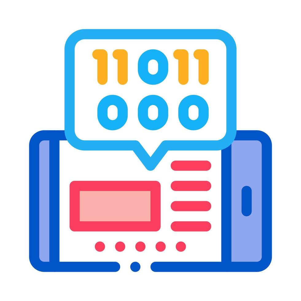 phone app binary code icon vector outline illustration