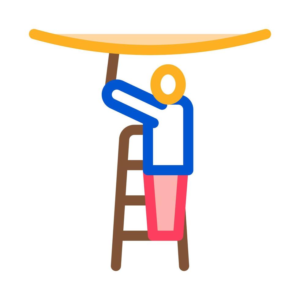 worker stretching ceiling icon vector outline illustration