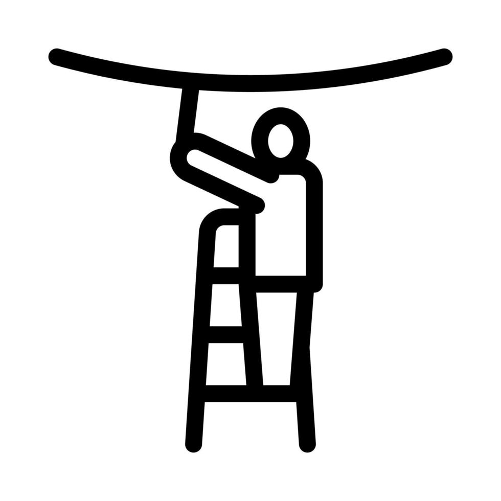 worker stretching ceiling icon vector outline illustration