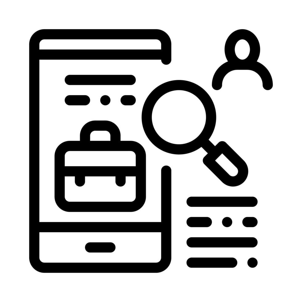 phone application search job icon vector outline illustration