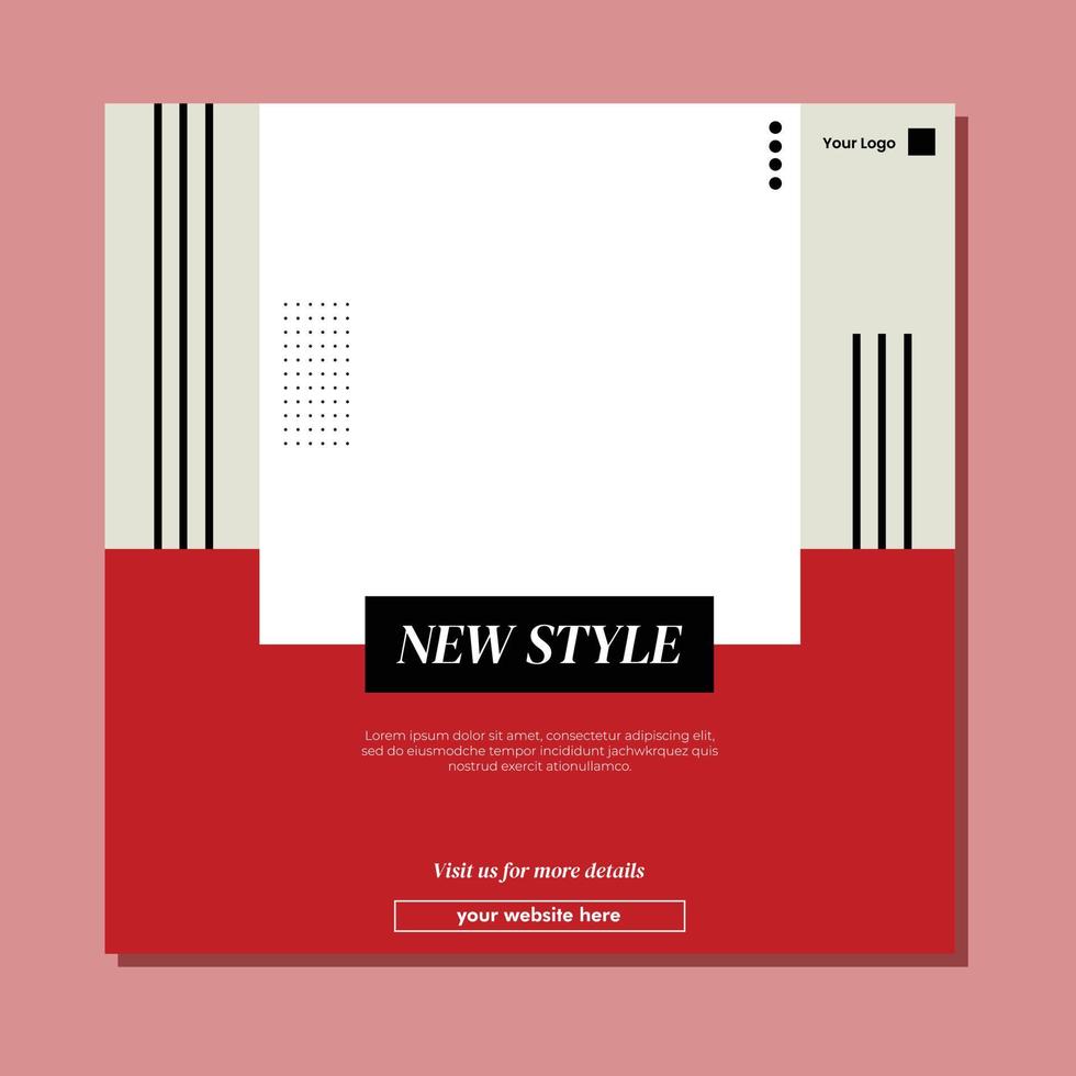 Editable square banner template. red background color with stripe line shape. Suitable for social media post and web internet ads. Vector illustration with photo college