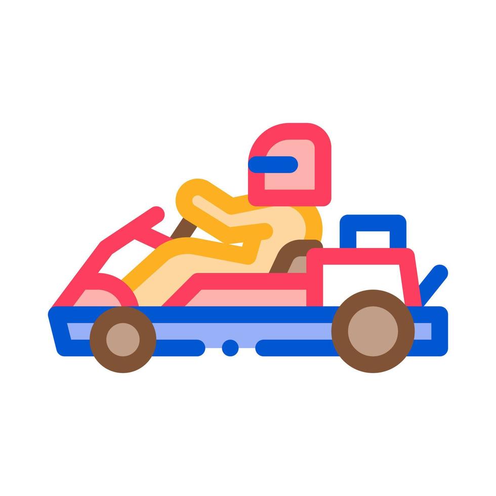 Ilustración de vector de icono de color de kart de conducción de conductor