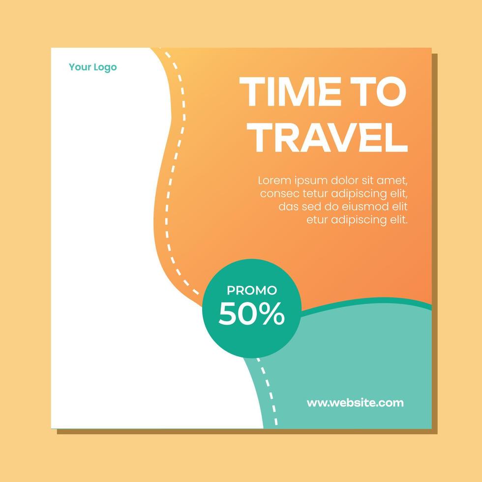 Holiday travel, traveling or summer beach travelling social media post or web banner template design. Tourism business marketing flyer or poster with abstract digital background, logo and icon. vector