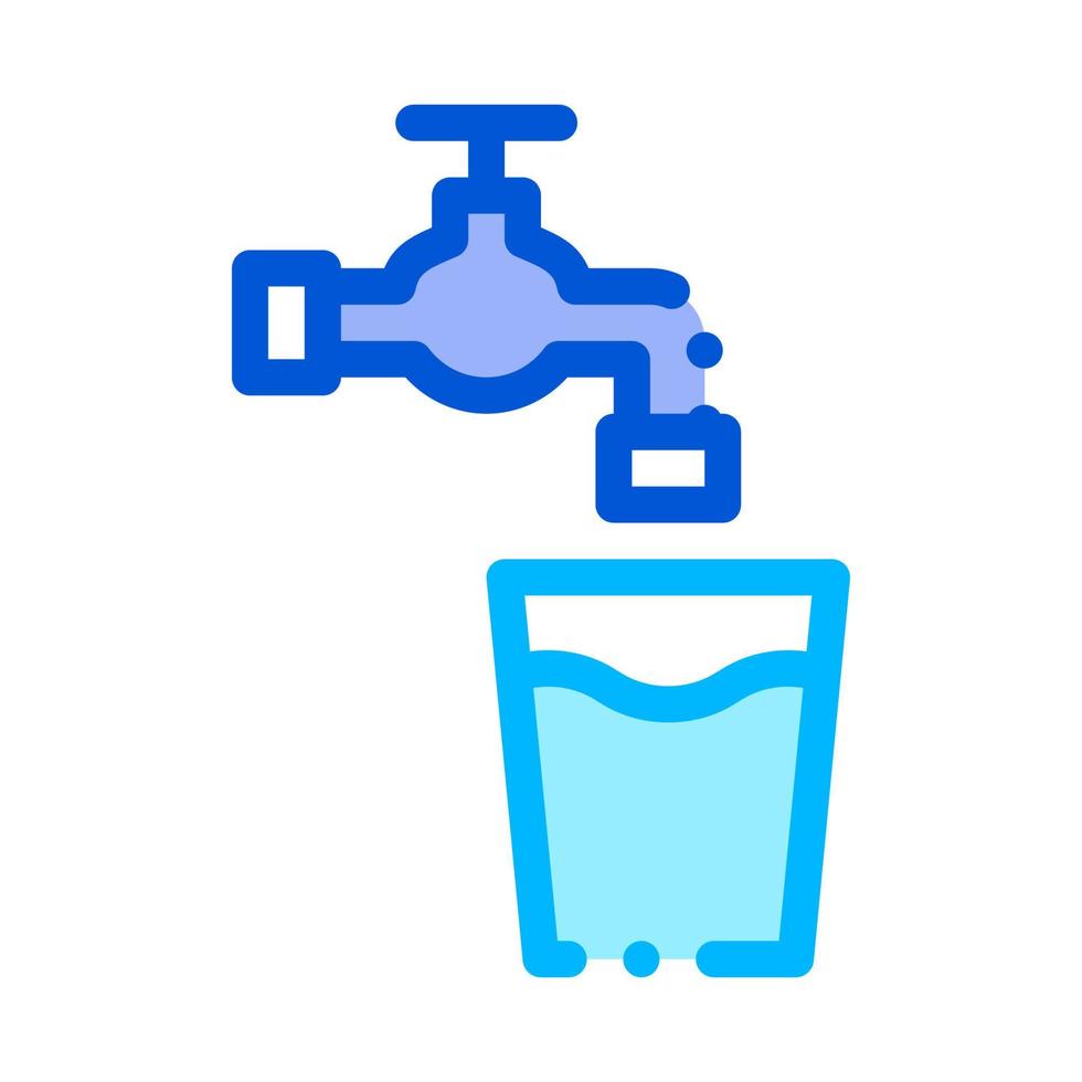 Faucet With Water Glass Vector Sign Thin Line Icon