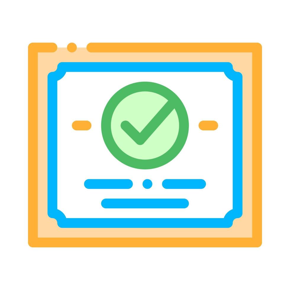 Certificate Diploma With Approved Mark Vector Icon