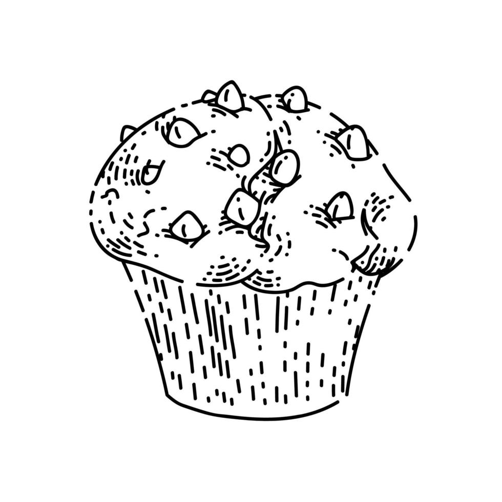 muffin boceto dibujado a mano vector