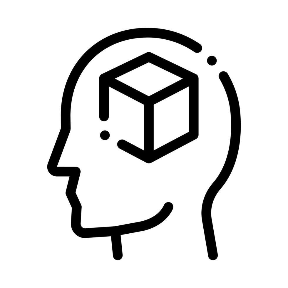 Cube Figure In Man Silhouette Mind Vector Icon