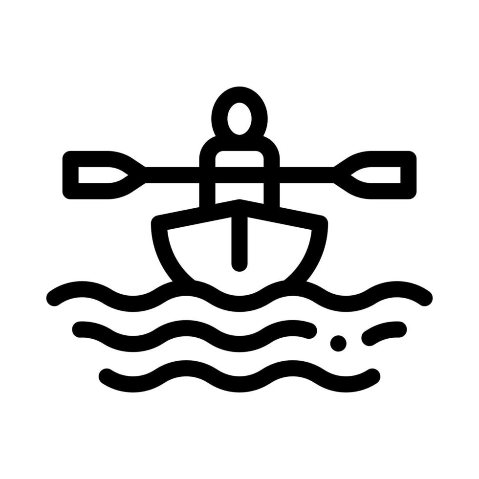 hombre en bote con remo canoa icono vector ilustración