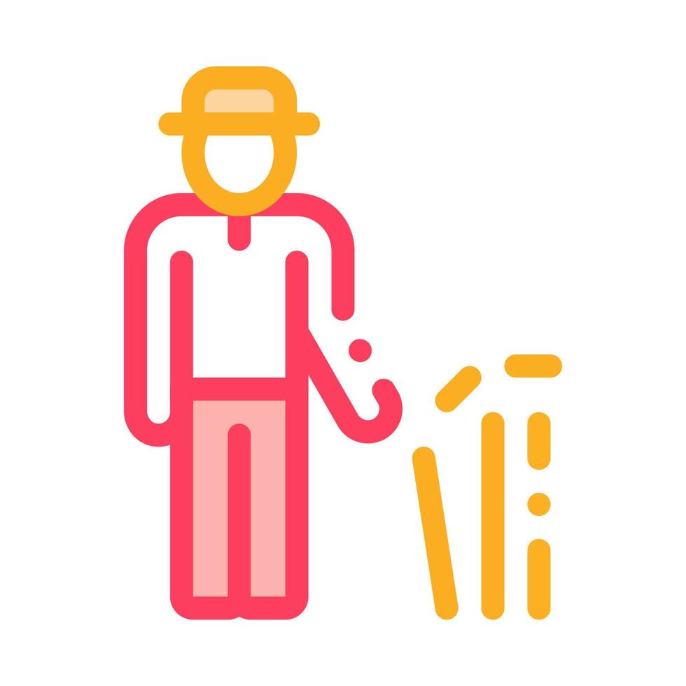 Silhouette of Cricket Player Icon Vector Outline Illustration