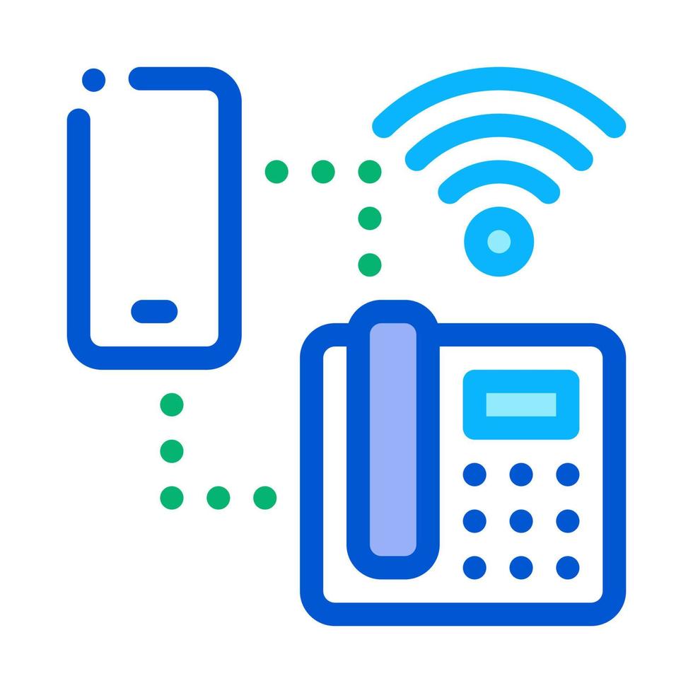 Smartphone and Home Telephone Wi-Fi Connection Icon Vector Outline Illustration