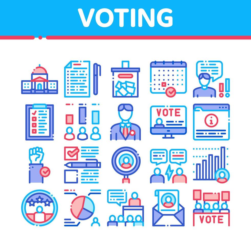 Voting And Election Collection Icons Set Vector