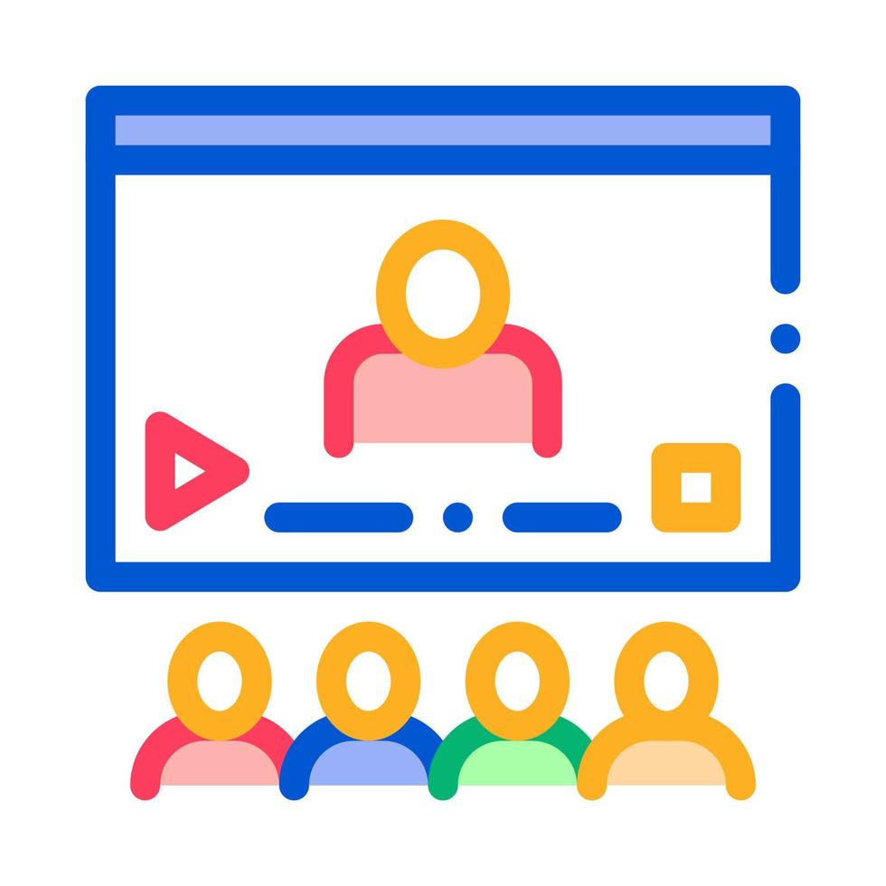 Video Presentation Icon Vector Outline Illustration