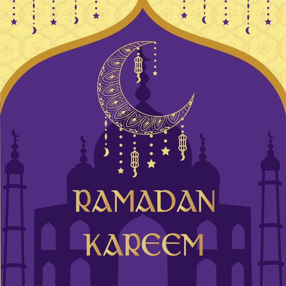 Ramadan Kareem. Islamic festival community prayers template for post, banner, card, poster, background. vector