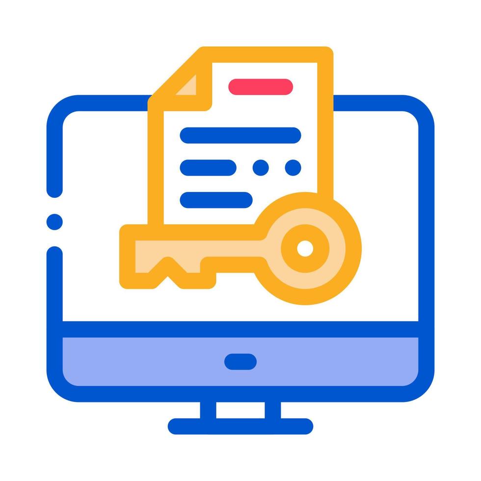 Secret Documents in Computer Icon Vector Outline Illustration