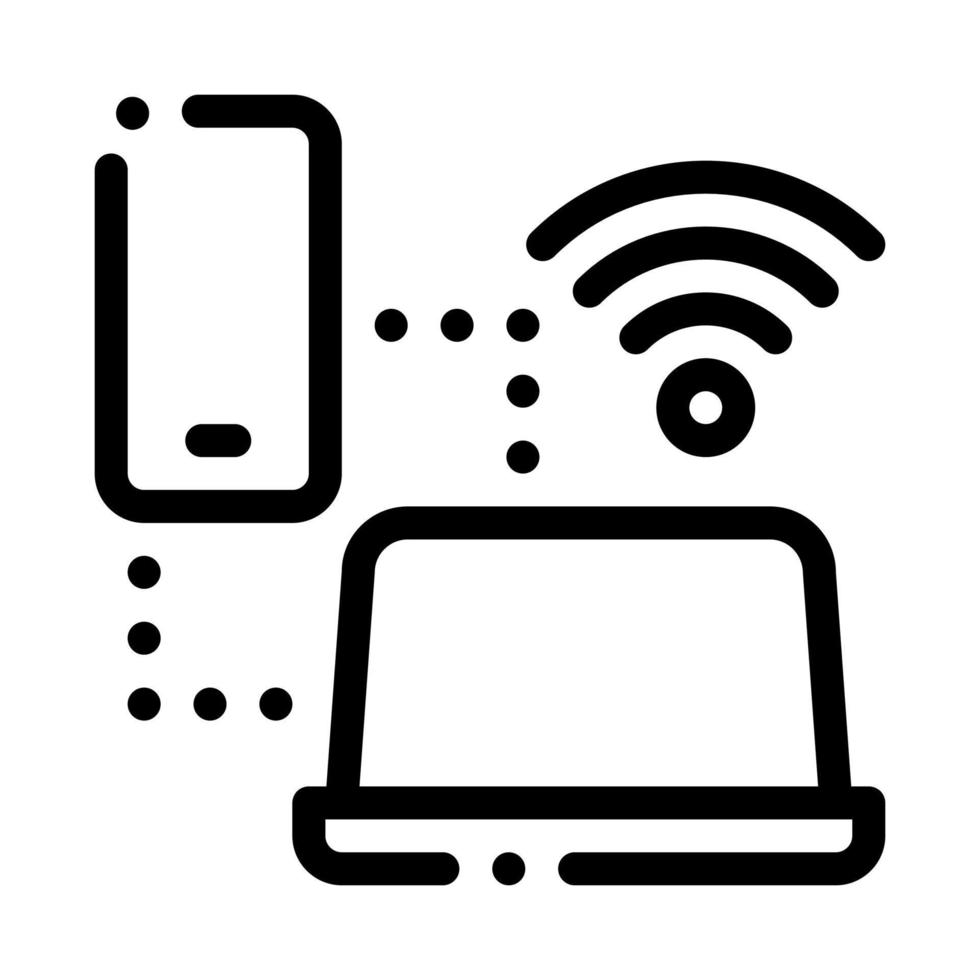 Smartphone and Laptop Wi-Fi Connection Icon Vector Outline Illustration