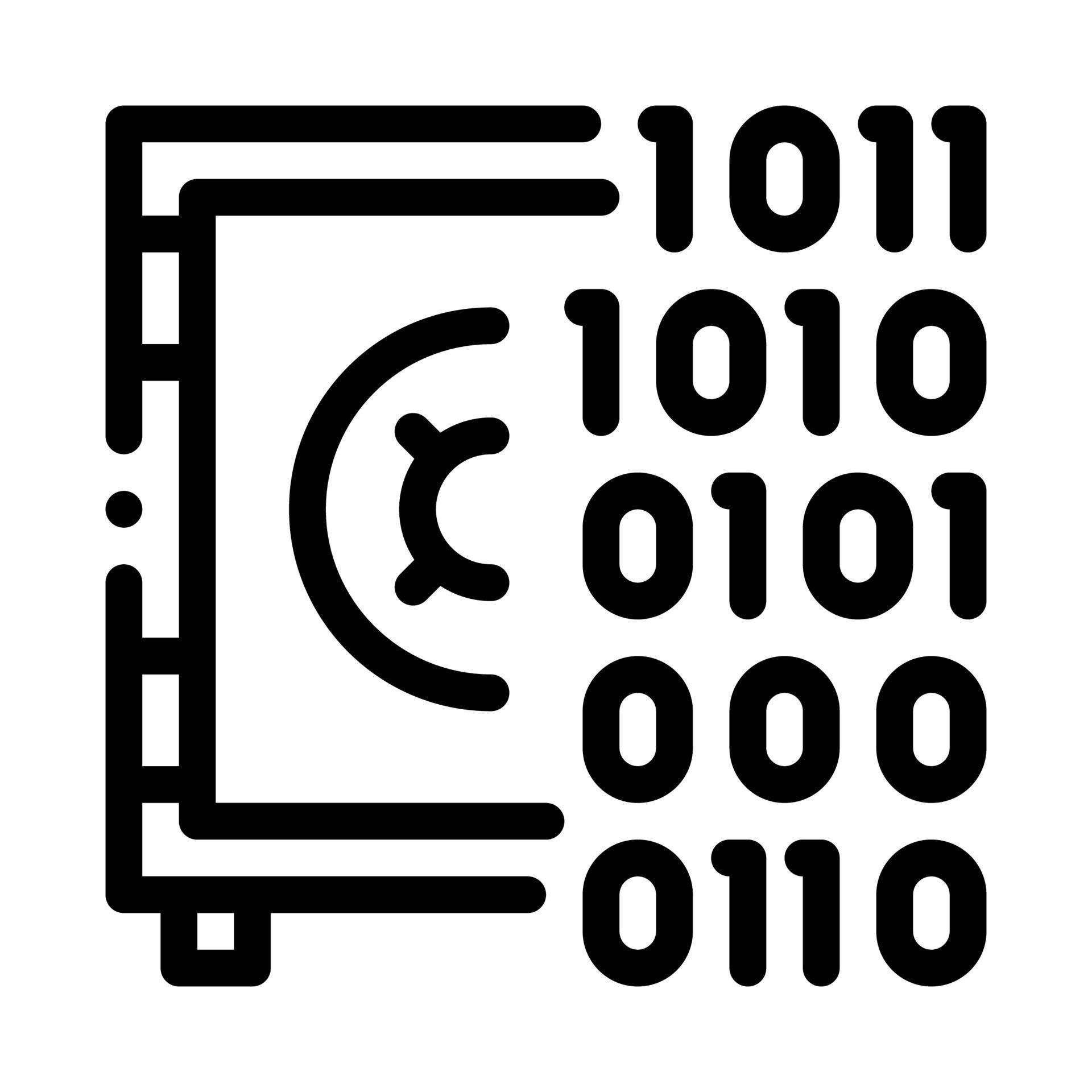 Computer Hacking with Binary Code Icon Vector Outline Illustration ...