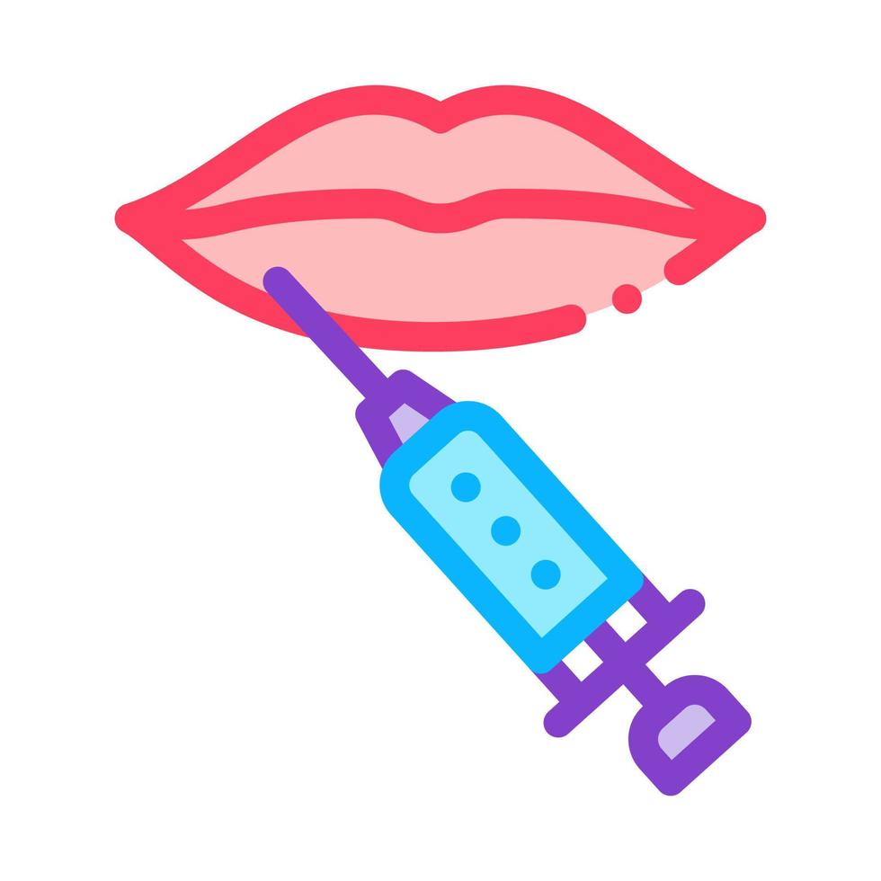 ilustración de contorno de vector de icono de inyección de cosmetología de labios