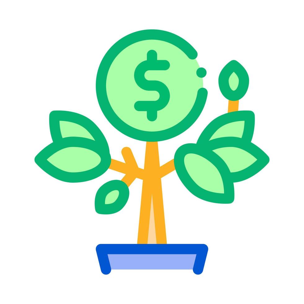 ilustración de contorno de vector de icono de olla de árbol de dinero