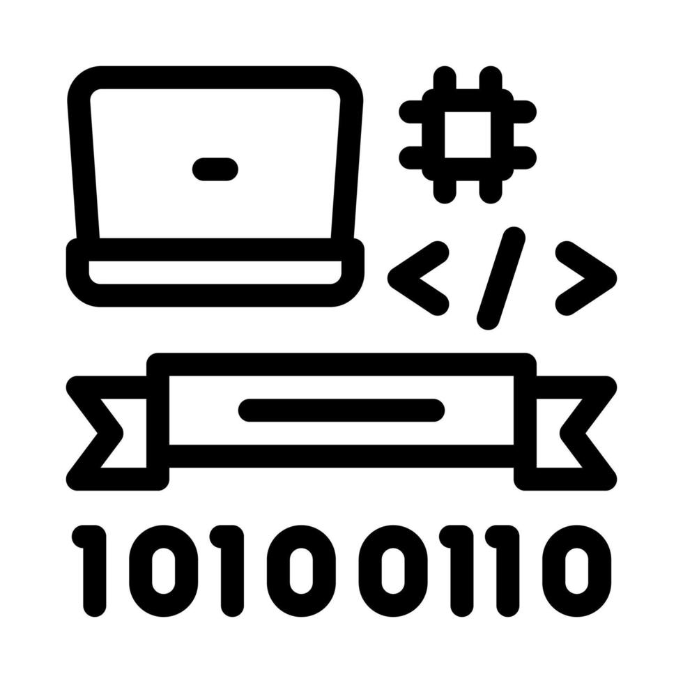 Computer Programming Graduation Icon Vector Outline Illustration