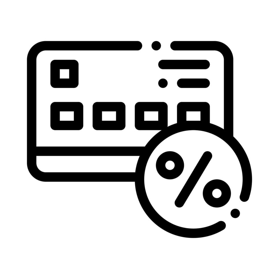 Credit Percentage Card Icon Vector Outline Illustration