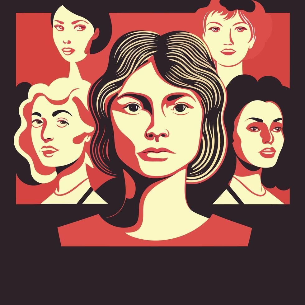 group of adult women illustrating international women's day with fictional characters vector