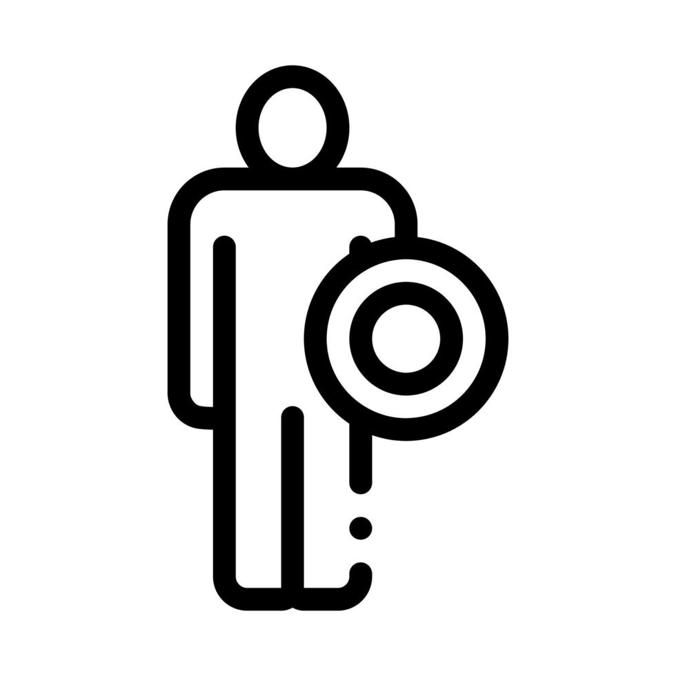 Strong Man With Shield Icon Vector Outline Illustration