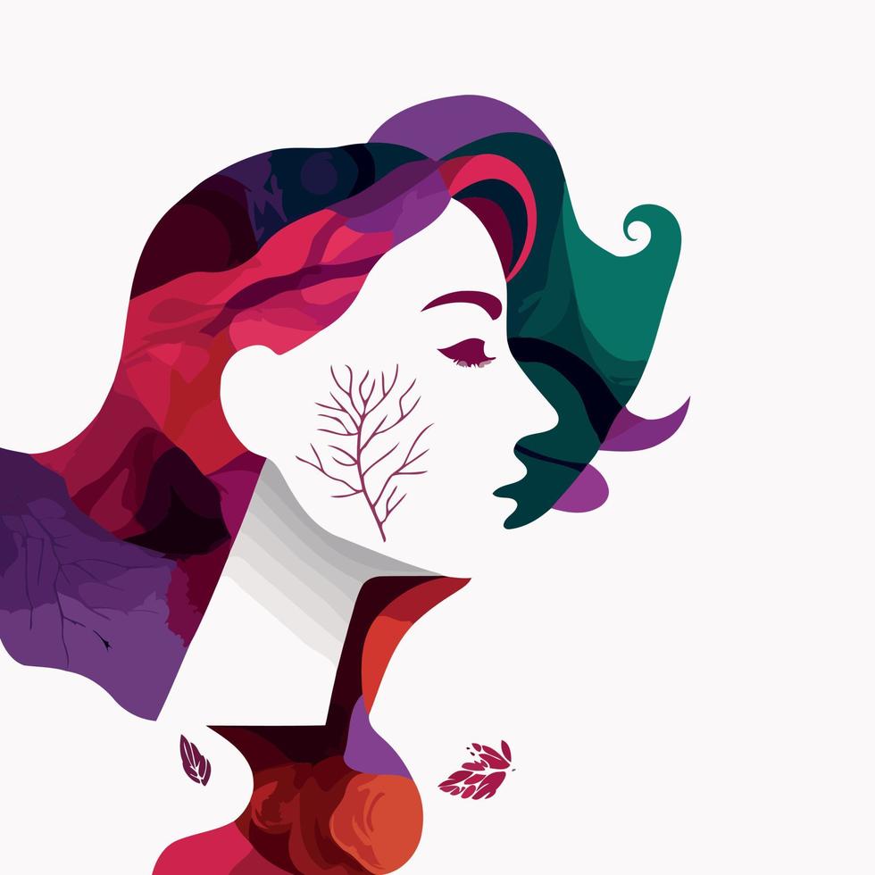 mujer adulta que ilustra el día internacional de la mujer con un personaje ficticio vector