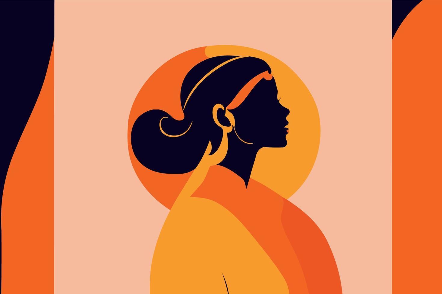 mujer adulta que ilustra el día internacional de la mujer con un personaje ficticio vector