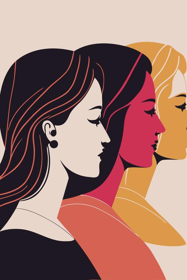 group of adult women illustrating international women's day with fictional characters vector