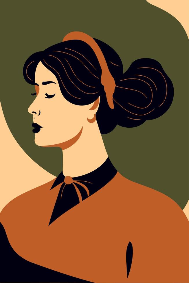 mujer adulta que ilustra el día internacional de la mujer con un personaje ficticio vector