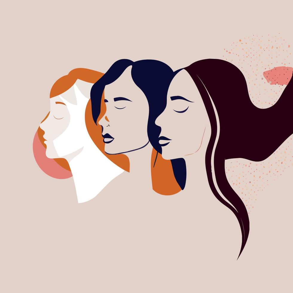 group of adult women illustrating international women's day with fictional characters vector