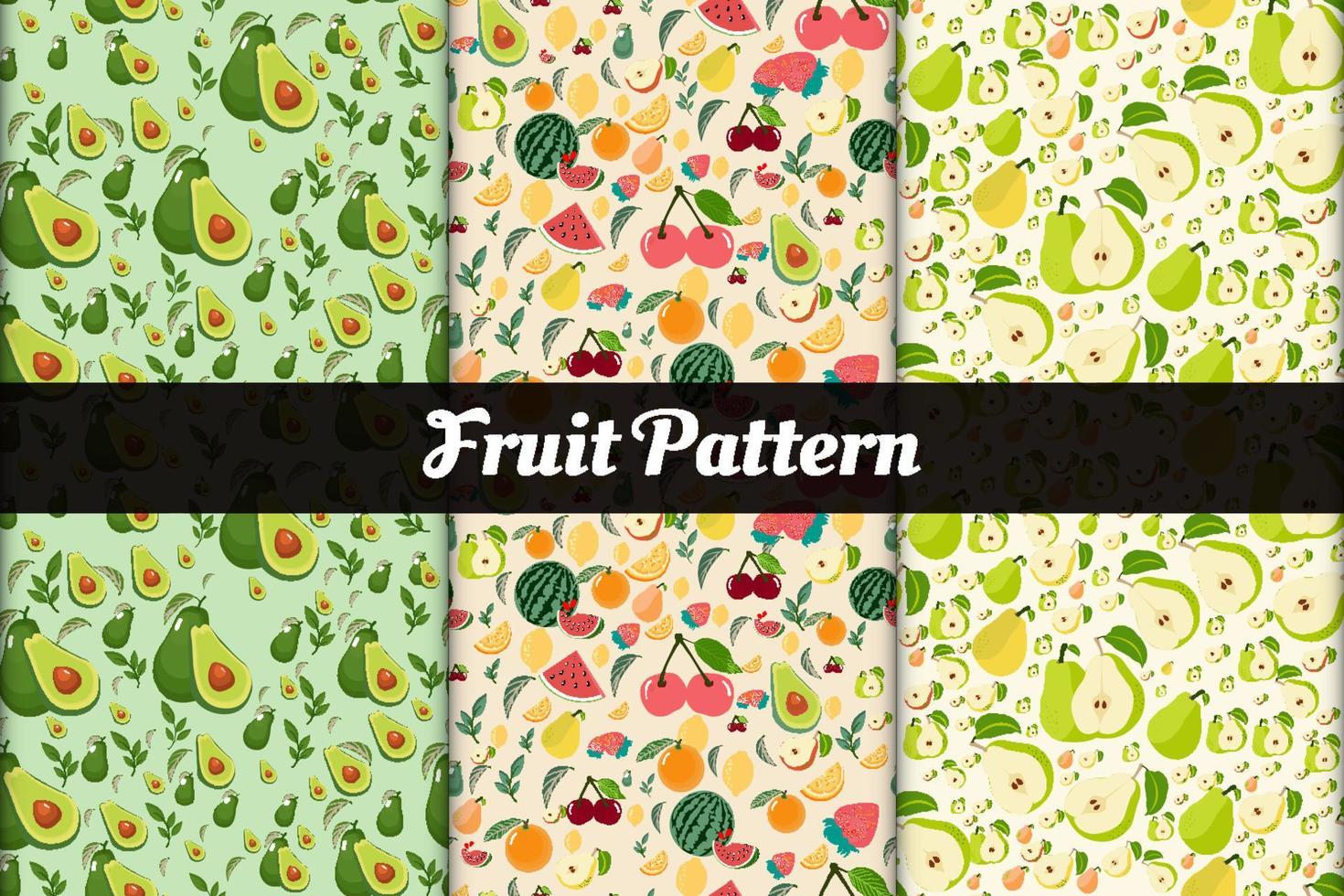 collection of seamless pattern with fruits vector