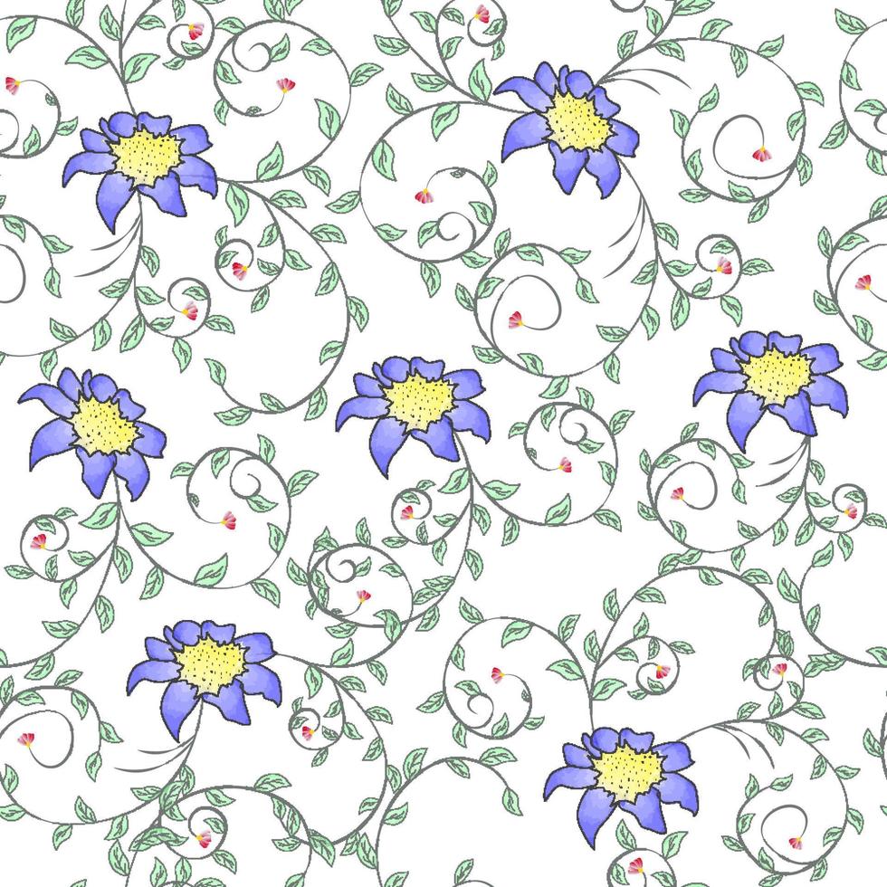 Hand drawn watercolor seamless floral pattern vector