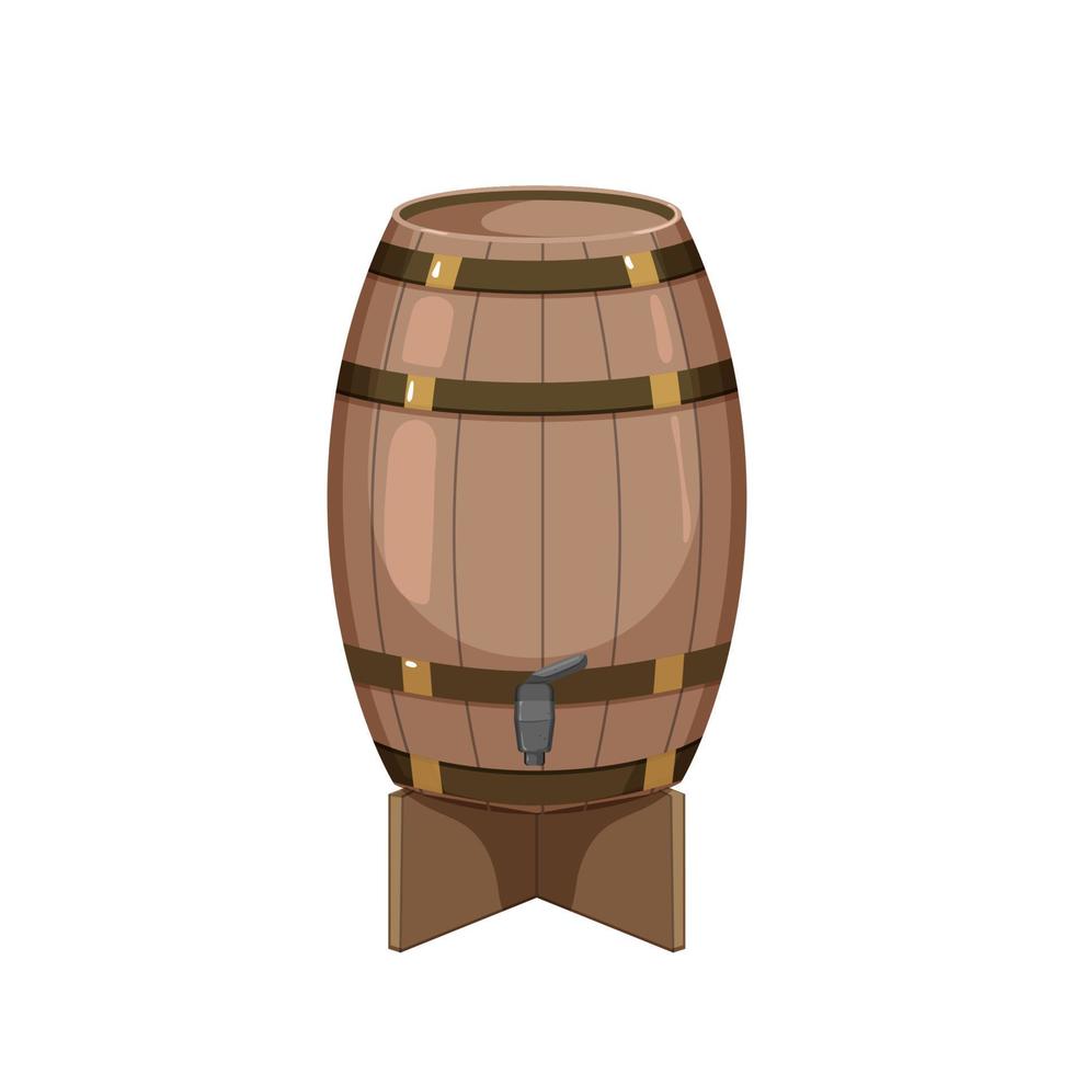 Ilustración de vector de dibujos animados de vino de barril vintage