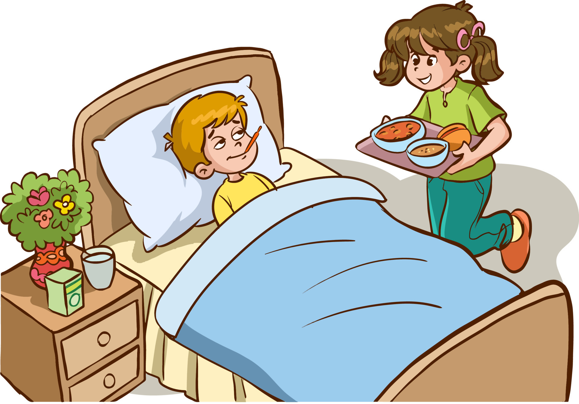 Girl Caring For Her Sick Brother Cartoon Vector 17588821 Vector Art At girl-caring-for-her-sick-brother-cartoon-vector-17588821-vector-art-at
