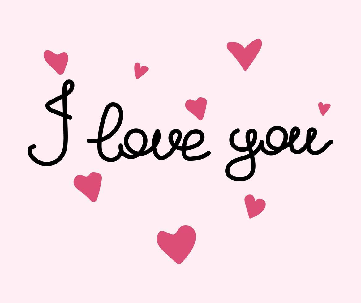 Beautiful abstract lettering with red signature valentine i love on pink background for banner design. vector