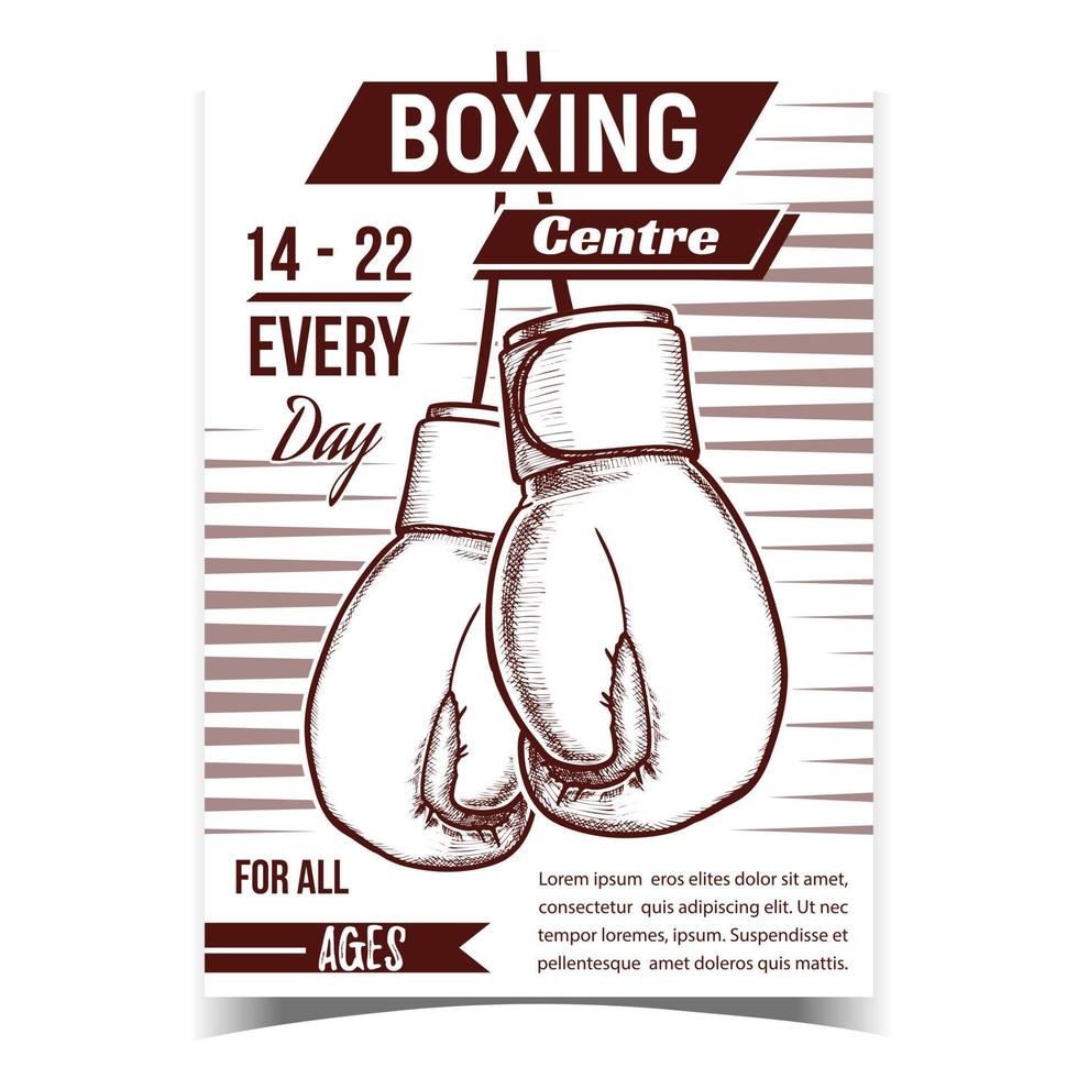 Boxing Sportive Centre Advertising Poster Vector