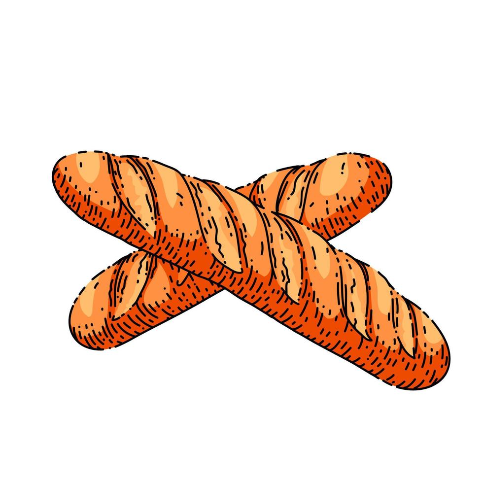 pan francés boceto dibujado a mano vector