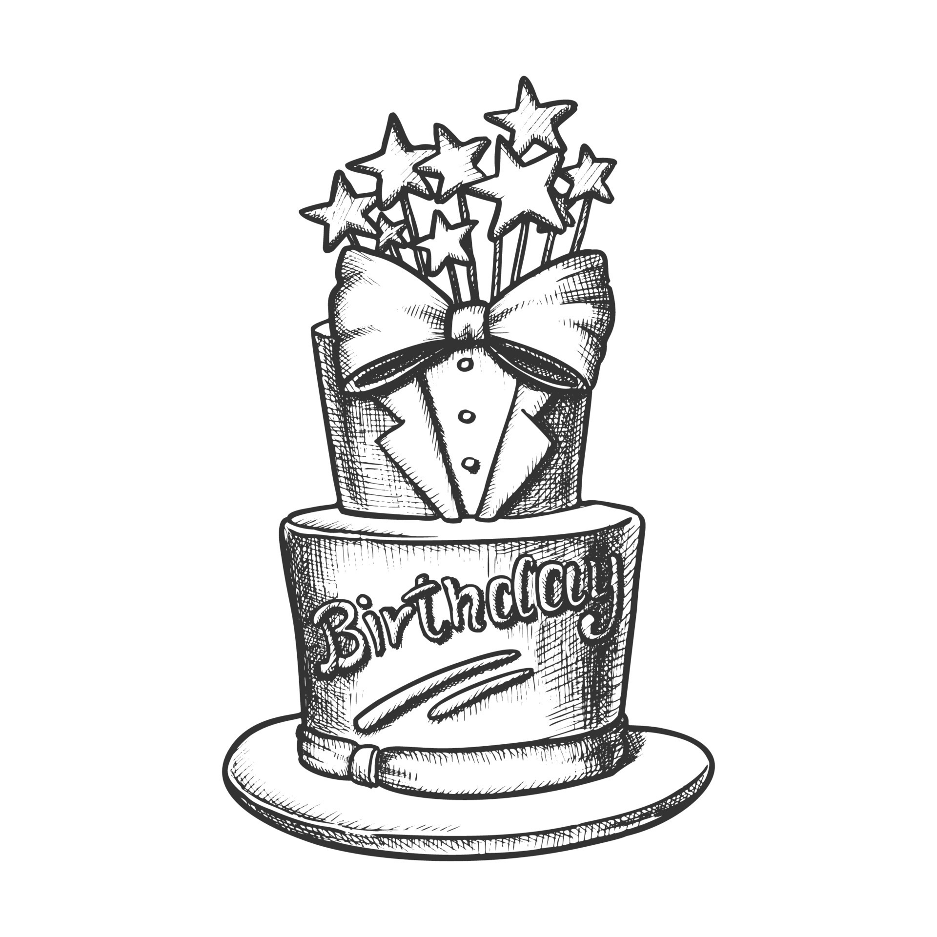 Piece of cake and muffin with candle illustration drawing engraving ink  line art vector Stock Vector  Adobe Stock