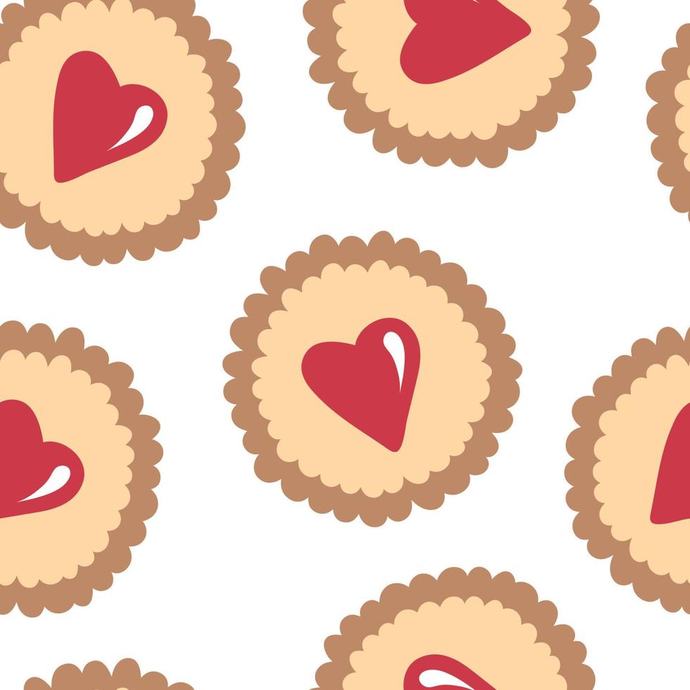 Vector cookies with heart seamless pattern