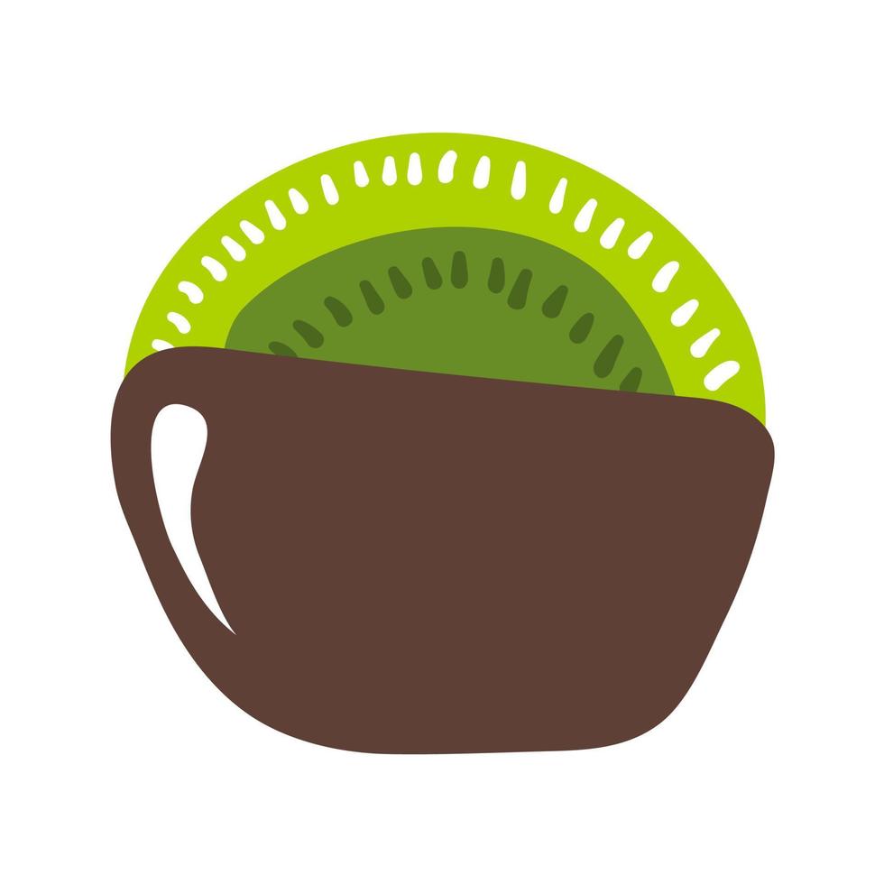 Kiwifruit slice vector illustration. A slice of kiwifruit in dark chocolate. Organic dessert isolated.